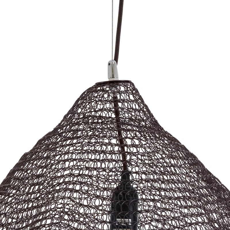 GloboStar® KENTUCKY 01867 Vintage Κρεμαστό Φωτιστικό Πλέγμα Μονόφωτο 1 x E27 IP20 Καφέ Μέταλλο - Μ60 x Π60 x Υ50cm