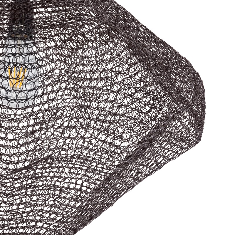 GloboStar® KENTUCKY 01867 Vintage Κρεμαστό Φωτιστικό Πλέγμα Μονόφωτο 1 x E27 IP20 Καφέ Μέταλλο - Μ60 x Π60 x Υ50cm