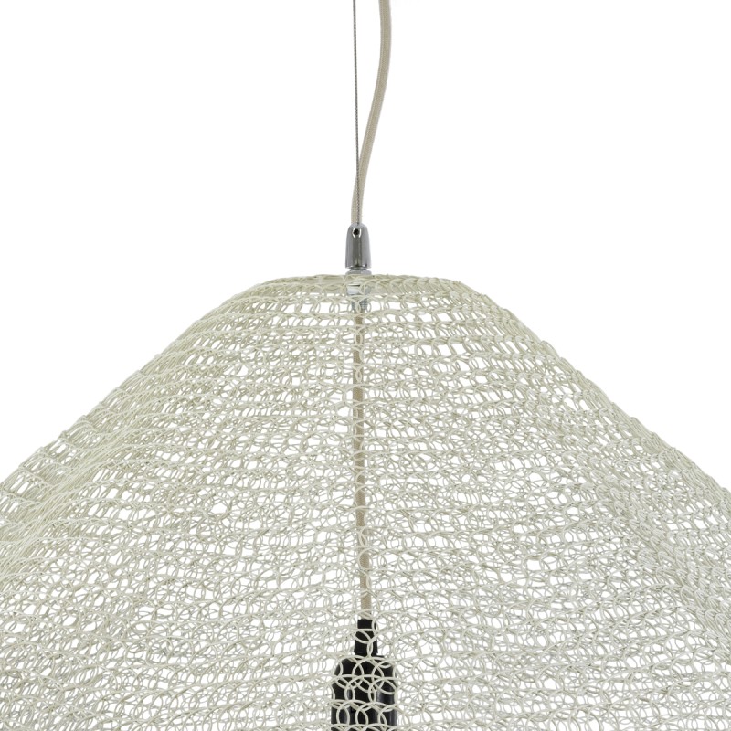 GloboStar® KENTUCKY 01868 Vintage Κρεμαστό Φωτιστικό Πλέγμα Μονόφωτο 1 x E27 IP20 Μπεζ Μέταλλο - Μ90 x Π90 x Υ70cm