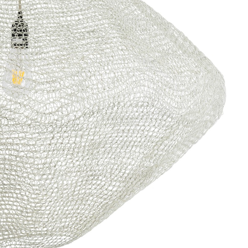 GloboStar® KENTUCKY 01868 Vintage Κρεμαστό Φωτιστικό Πλέγμα Μονόφωτο 1 x E27 IP20 Μπεζ Μέταλλο - Μ90 x Π90 x Υ70cm