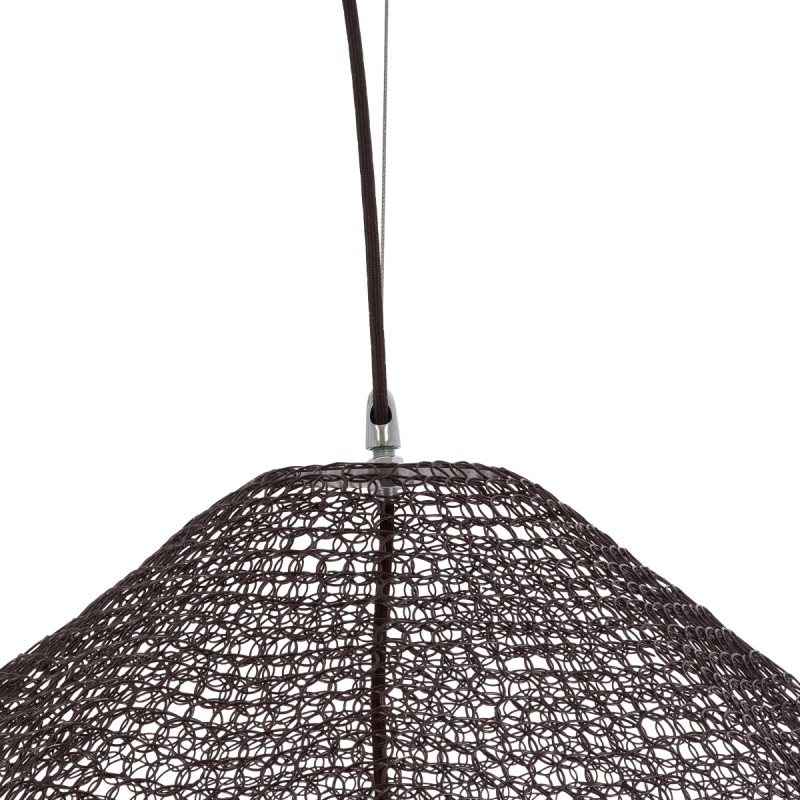 GloboStar® KENTUCKY 01869 Vintage Κρεμαστό Φωτιστικό Πλέγμα Μονόφωτο 1 x E27 IP20 Καφέ Μέταλλο - Μ90 x Π90 x Υ70cm