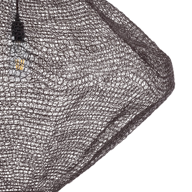 GloboStar® KENTUCKY 01869 Vintage Κρεμαστό Φωτιστικό Πλέγμα Μονόφωτο 1 x E27 IP20 Καφέ Μέταλλο - Μ90 x Π90 x Υ70cm