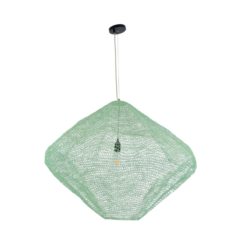 GloboStar® KENTUCKY 01870 Vintage Κρεμαστό Φωτιστικό Πλέγμα Μονόφωτο 1 x E27 IP20 Τιρκουάζ Μέταλλο - Μ90 x Π90 x Υ70cm