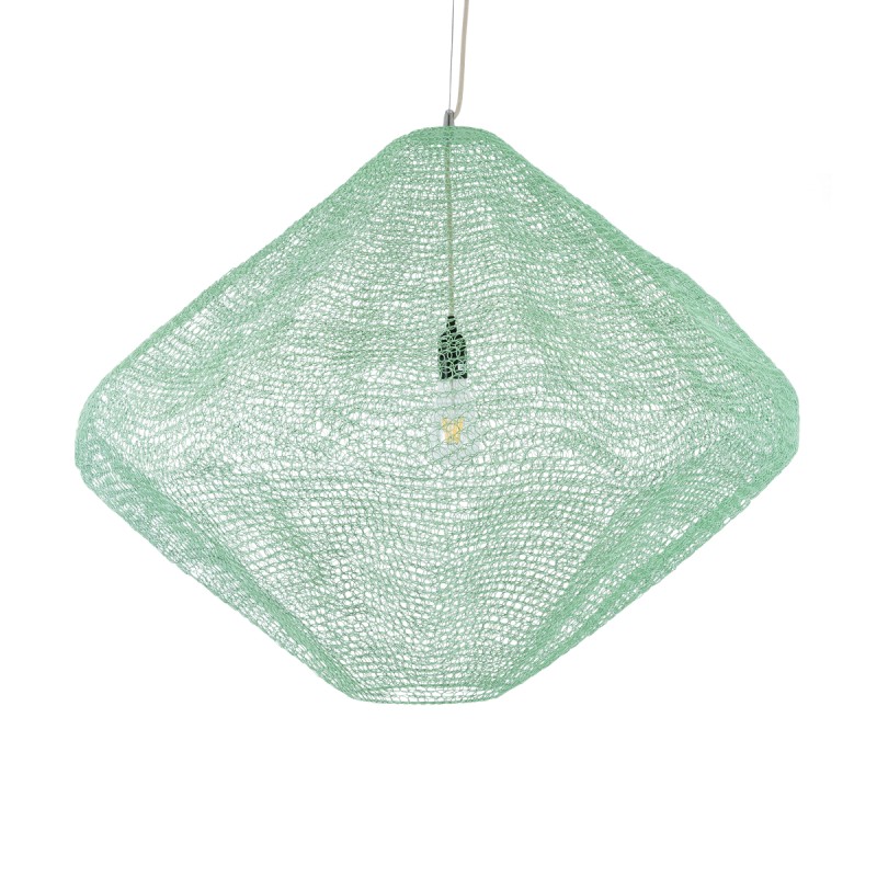 GloboStar® KENTUCKY 01870 Vintage Κρεμαστό Φωτιστικό Πλέγμα Μονόφωτο 1 x E27 IP20 Τιρκουάζ Μέταλλο - Μ90 x Π90 x Υ70cm