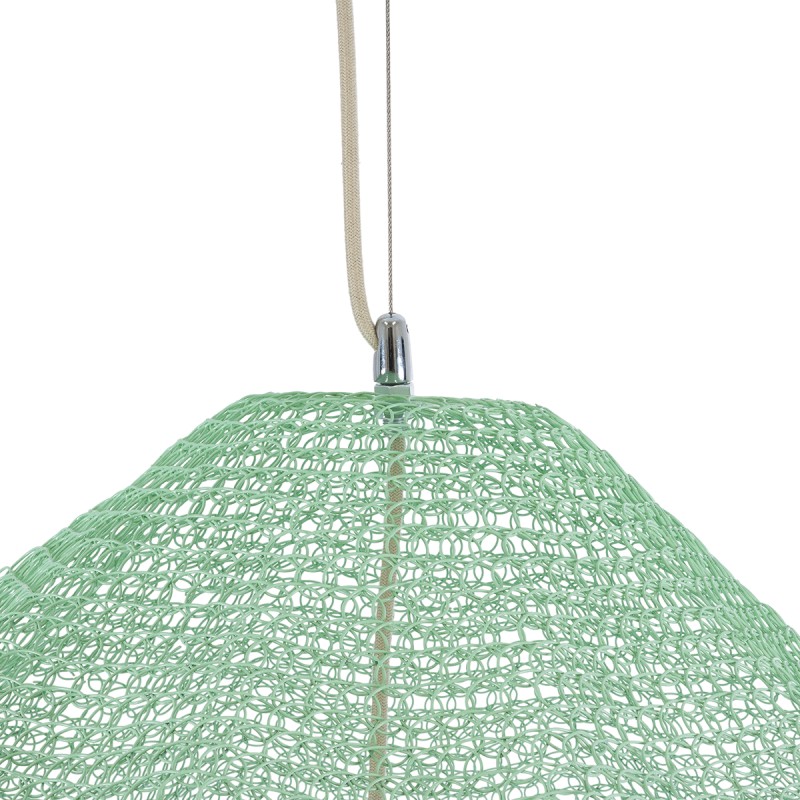 GloboStar® KENTUCKY 01870 Vintage Κρεμαστό Φωτιστικό Πλέγμα Μονόφωτο 1 x E27 IP20 Τιρκουάζ Μέταλλο - Μ90 x Π90 x Υ70cm