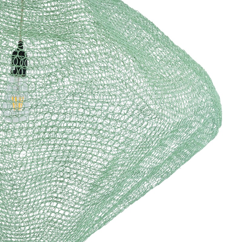 GloboStar® KENTUCKY 01870 Vintage Κρεμαστό Φωτιστικό Πλέγμα Μονόφωτο 1 x E27 IP20 Τιρκουάζ Μέταλλο - Μ90 x Π90 x Υ70cm