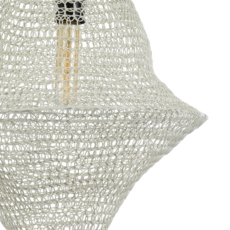 GloboStar® KENTUCKY 01871 Vintage Κρεμαστό Φωτιστικό Πλέγμα Μονόφωτο 1 x E27 IP20 Μπεζ Μέταλλο - Μ35 x Π35 x Υ60cm