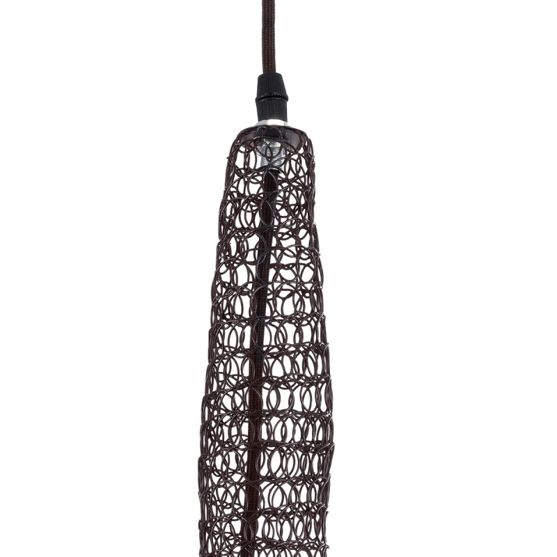 GloboStar® KENTUCKY 01872 Vintage Κρεμαστό Φωτιστικό Πλέγμα Μονόφωτο 1 x E27 IP20 Καφέ Μέταλλο - Μ35 x Π35 x Υ60cm