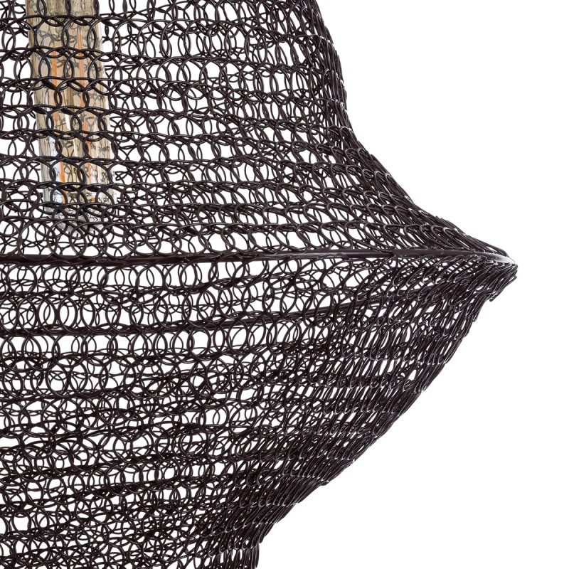 GloboStar® KENTUCKY 01872 Vintage Κρεμαστό Φωτιστικό Πλέγμα Μονόφωτο 1 x E27 IP20 Καφέ Μέταλλο - Μ35 x Π35 x Υ60cm