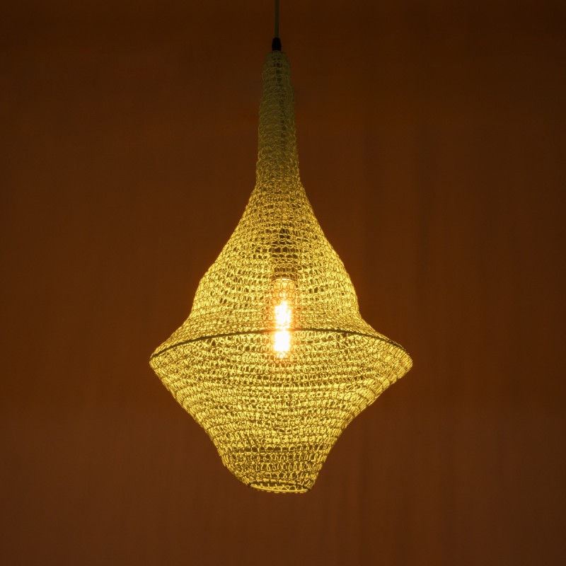 GloboStar® KENTUCKY 01873 Vintage Κρεμαστό Φωτιστικό Πλέγμα Μονόφωτο 1 x E27 IP20 Τιρκουάζ Μέταλλο - Μ35 x Π35 x Υ60cm