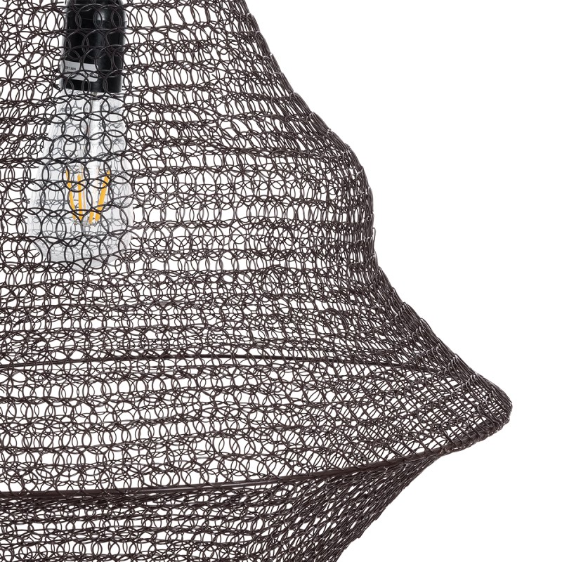 GloboStar® KENTUCKY 01875 Vintage Κρεμαστό Φωτιστικό Πλέγμα Μονόφωτο 1 x E27 IP20 Καφέ Μέταλλο - Μ50 x Π50 x Υ90cm