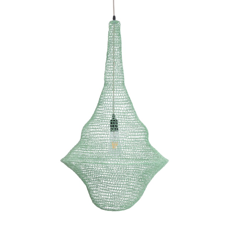 GloboStar® KENTUCKY 01876 Vintage Κρεμαστό Φωτιστικό Πλέγμα Μονόφωτο 1 x E27 IP20 Τιρκουάζ Μέταλλο - Μ50 x Π50 x Υ90cm