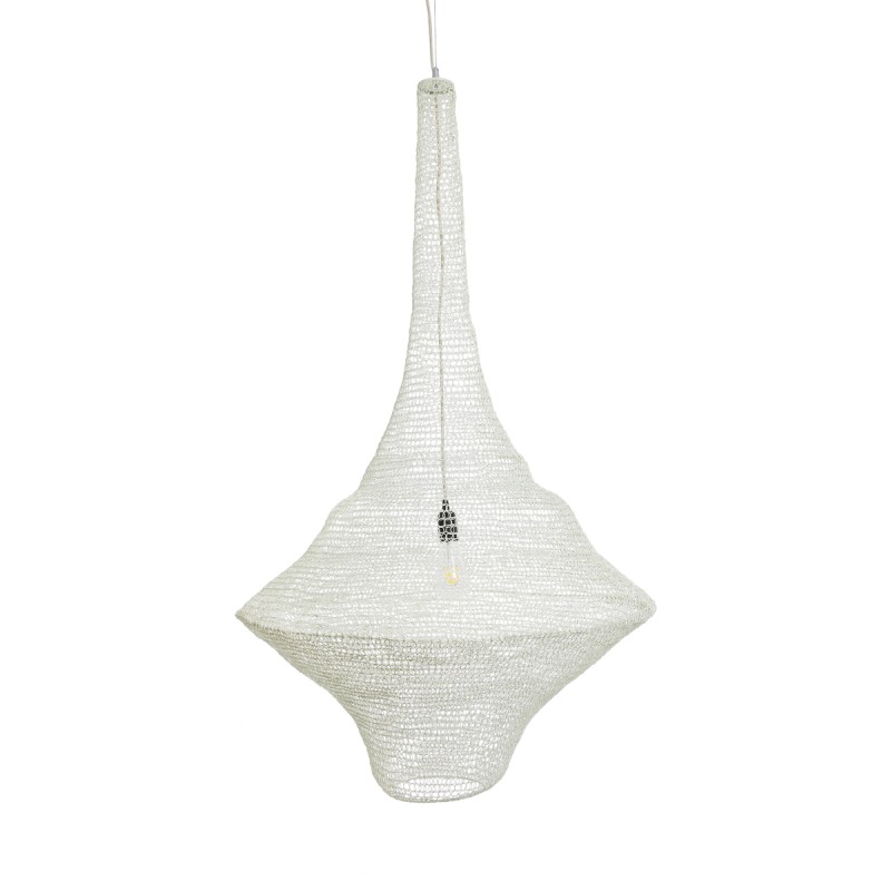 GloboStar® KENTUCKY 01877 Vintage Κρεμαστό Φωτιστικό Πλέγμα Μονόφωτο 1 x E27 IP20 Μπεζ Μέταλλο - Μ80 x Π80 x Υ140cm