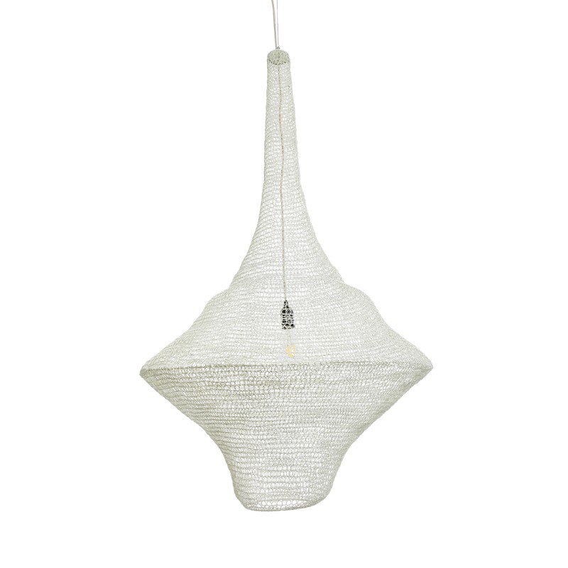 GloboStar® KENTUCKY 01877 Vintage Κρεμαστό Φωτιστικό Πλέγμα Μονόφωτο 1 x E27 IP20 Μπεζ Μέταλλο - Μ80 x Π80 x Υ140cm