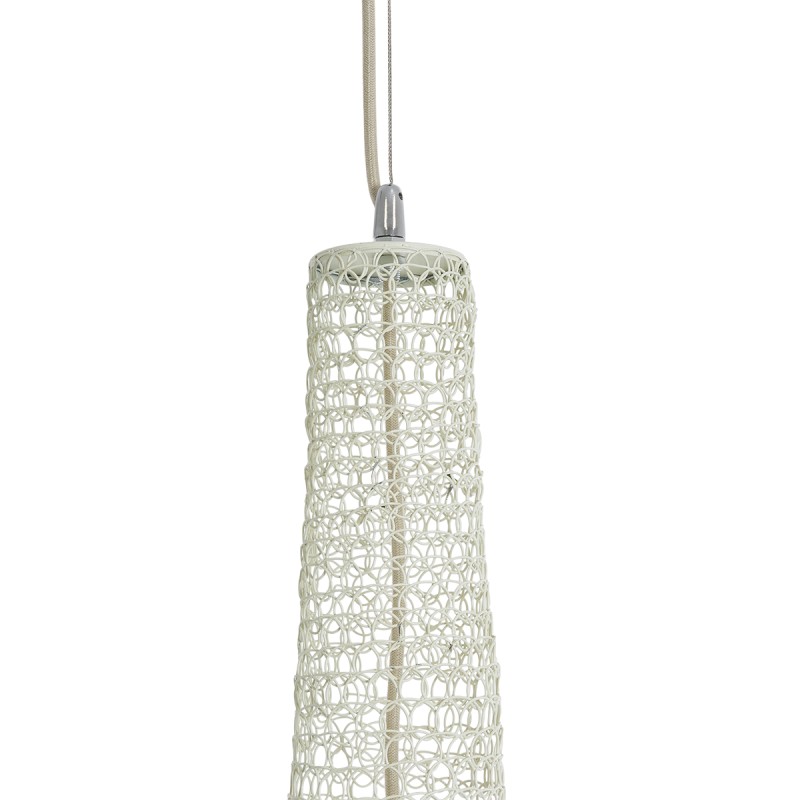 GloboStar® KENTUCKY 01877 Vintage Κρεμαστό Φωτιστικό Πλέγμα Μονόφωτο 1 x E27 IP20 Μπεζ Μέταλλο - Μ80 x Π80 x Υ140cm