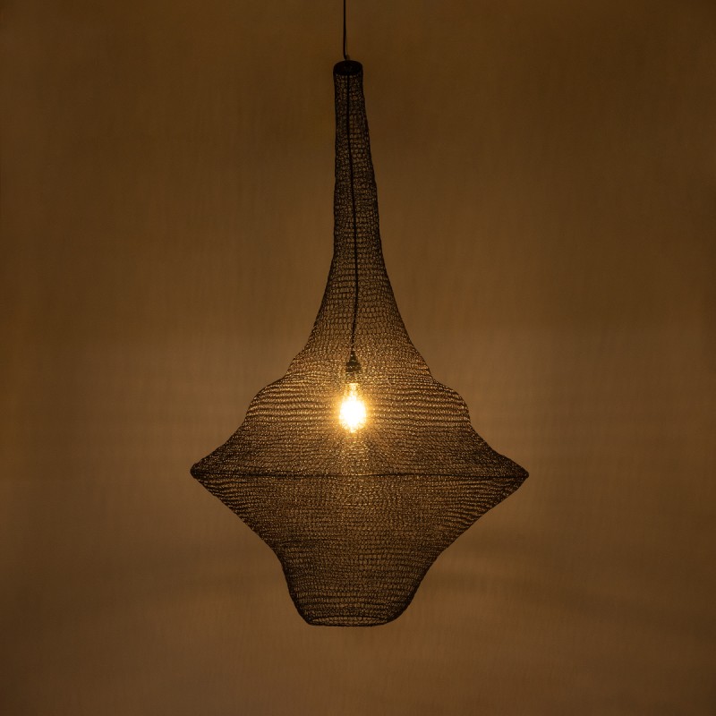 GloboStar® KENTUCKY 01878 Vintage Κρεμαστό Φωτιστικό Πλέγμα Μονόφωτο 1 x E27 IP20 Καφέ Μέταλλο - Μ80 x Π80 x Υ140cm