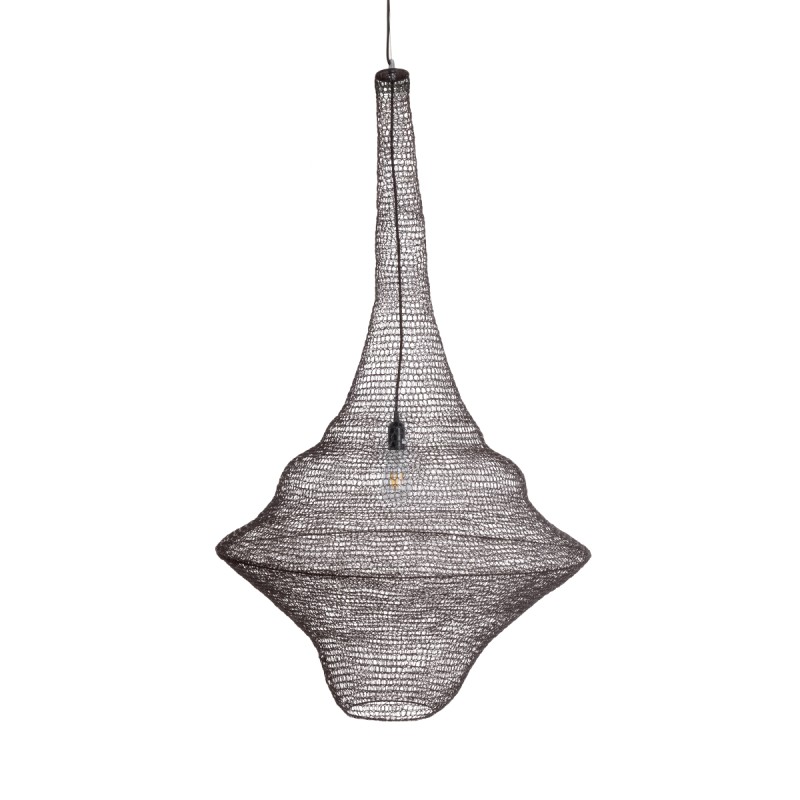 GloboStar® KENTUCKY 01878 Vintage Κρεμαστό Φωτιστικό Πλέγμα Μονόφωτο 1 x E27 IP20 Καφέ Μέταλλο - Μ80 x Π80 x Υ140cm