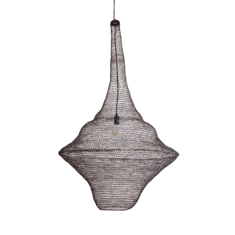 GloboStar® KENTUCKY 01878 Vintage Κρεμαστό Φωτιστικό Πλέγμα Μονόφωτο 1 x E27 IP20 Καφέ Μέταλλο - Μ80 x Π80 x Υ140cm