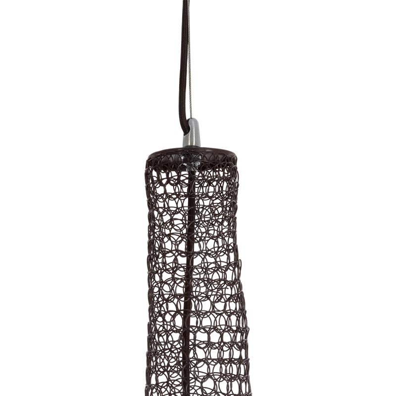 GloboStar® KENTUCKY 01878 Vintage Κρεμαστό Φωτιστικό Πλέγμα Μονόφωτο 1 x E27 IP20 Καφέ Μέταλλο - Μ80 x Π80 x Υ140cm