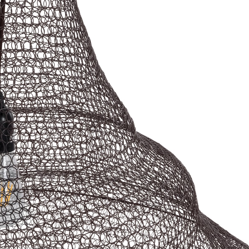 GloboStar® KENTUCKY 01878 Vintage Κρεμαστό Φωτιστικό Πλέγμα Μονόφωτο 1 x E27 IP20 Καφέ Μέταλλο - Μ80 x Π80 x Υ140cm