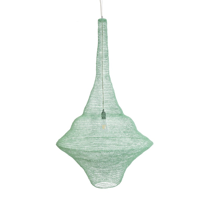 GloboStar® KENTUCKY 01879 Vintage Κρεμαστό Φωτιστικό Πλέγμα Μονόφωτο 1 x E27 IP20 Τιρκουάζ Μέταλλο - Μ80 x Π80 x Υ140cm