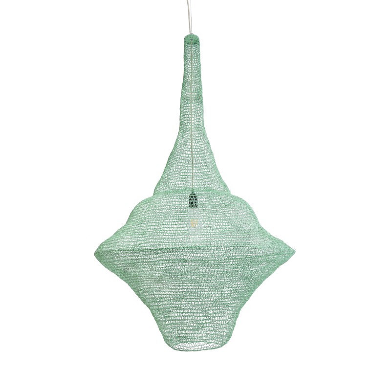 GloboStar® KENTUCKY 01879 Vintage Κρεμαστό Φωτιστικό Πλέγμα Μονόφωτο 1 x E27 IP20 Τιρκουάζ Μέταλλο - Μ80 x Π80 x Υ140cm