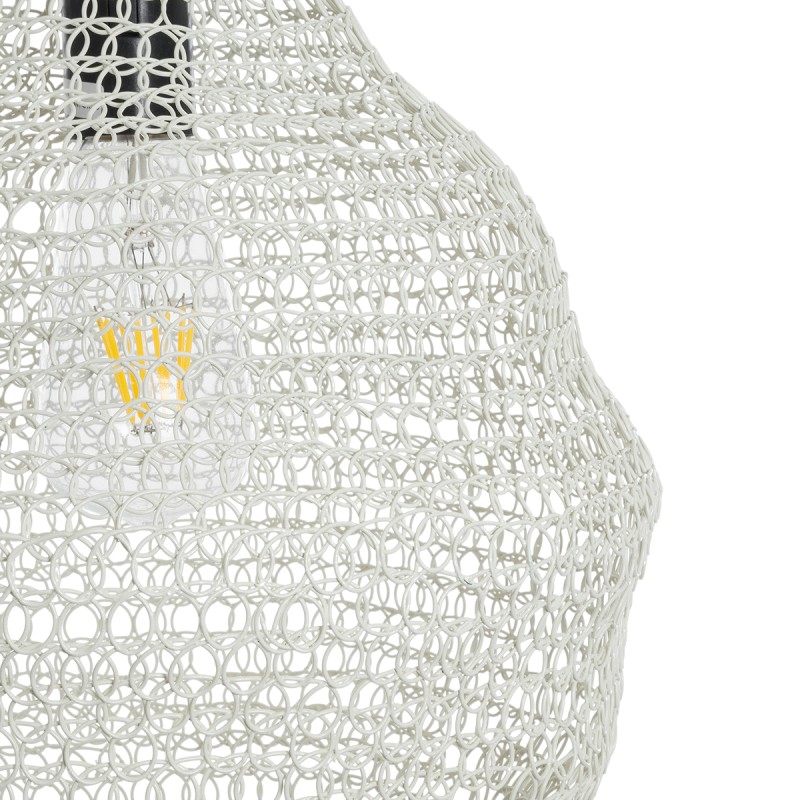 GloboStar® KENTUCKY 01880 Vintage Κρεμαστό Φωτιστικό Πλέγμα Μονόφωτο 1 x E27 IP20 Μπεζ Μέταλλο - Μ30 x Π30 x Υ50cm