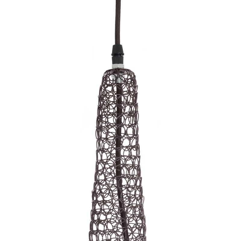 GloboStar® KENTUCKY 01881 Vintage Κρεμαστό Φωτιστικό Πλέγμα Μονόφωτο 1 x E27 IP20 Καφέ Μέταλλο - Μ30 x Π30 x Υ50cm