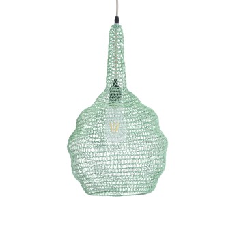 GLOBOSTAR® KENTUCKY 01882 Vintage Κρεμαστό Φωτιστικό Οροφής με Ντουί 1 x E27 AC 220-240V IP20 - Τιρκουάζ - Μ30 x Π30 x Υ50cm