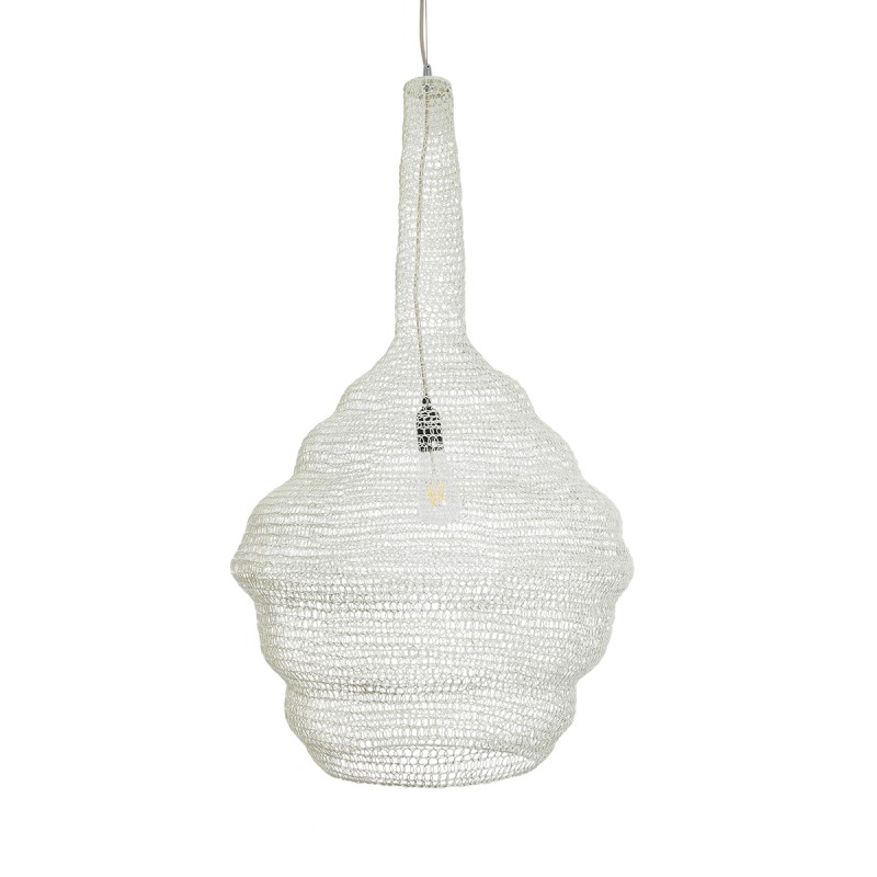 GloboStar® KENTUCKY 01883 Vintage Κρεμαστό Φωτιστικό Πλέγμα Μονόφωτο 1 x E27 IP20 Μπεζ Μέταλλο - Μ60 x Π60 x Υ90cm