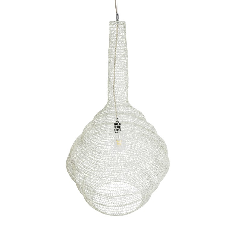 GloboStar® KENTUCKY 01883 Vintage Κρεμαστό Φωτιστικό Πλέγμα Μονόφωτο 1 x E27 IP20 Μπεζ Μέταλλο - Μ60 x Π60 x Υ90cm