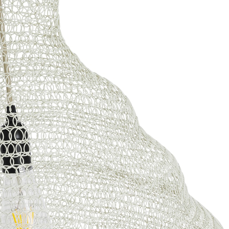 GloboStar® KENTUCKY 01883 Vintage Κρεμαστό Φωτιστικό Πλέγμα Μονόφωτο 1 x E27 IP20 Μπεζ Μέταλλο - Μ60 x Π60 x Υ90cm