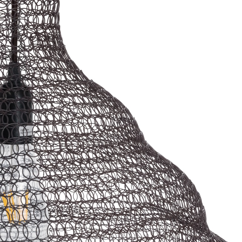 GloboStar® KENTUCKY 01884 Vintage Κρεμαστό Φωτιστικό Πλέγμα Μονόφωτο 1 x E27 IP20 Καφέ Μέταλλο - Μ60 x Π60 x Υ90cm