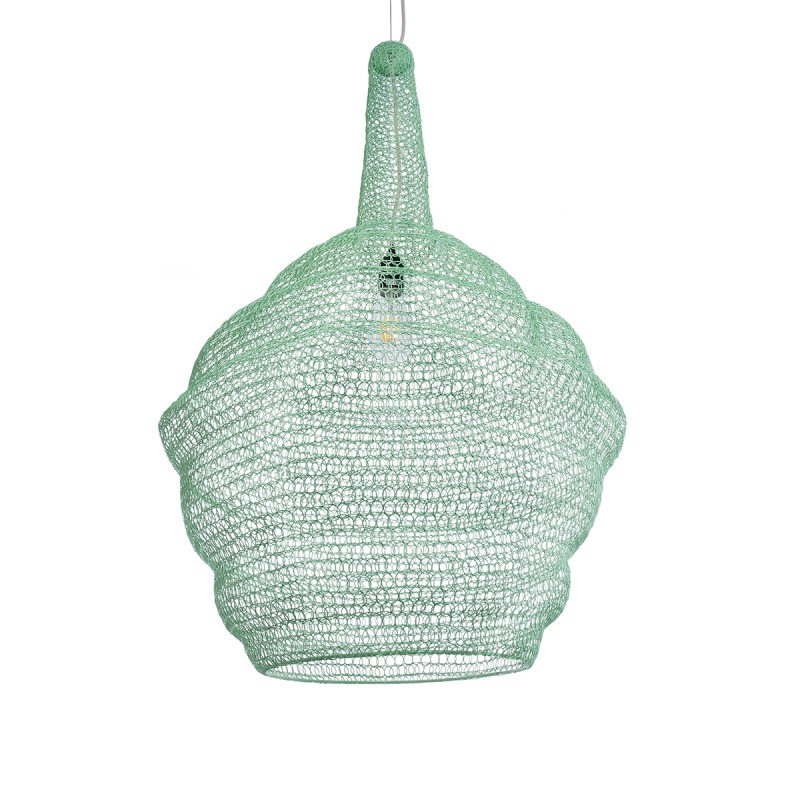 GloboStar® KENTUCKY 01885 Vintage Κρεμαστό Φωτιστικό Πλέγμα Μονόφωτο 1 x E27 IP20 Τιρκουάζ Μέταλλο - Μ60 x Π60 x Υ90cm