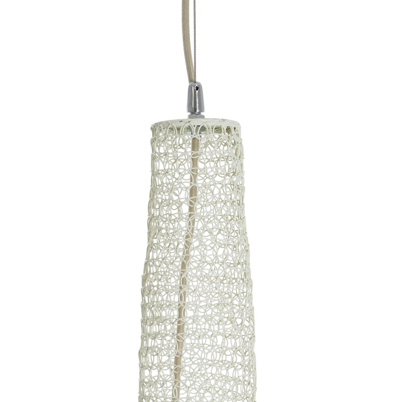 GloboStar® KENTUCKY 01886 Vintage Κρεμαστό Φωτιστικό Πλέγμα Μονόφωτο 1 x E27 IP20 Μπεζ Μέταλλο - Μ90 x Π90 x Υ110cm