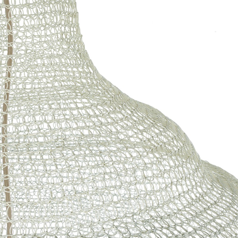 GloboStar® KENTUCKY 01886 Vintage Κρεμαστό Φωτιστικό Πλέγμα Μονόφωτο 1 x E27 IP20 Μπεζ Μέταλλο - Μ90 x Π90 x Υ110cm