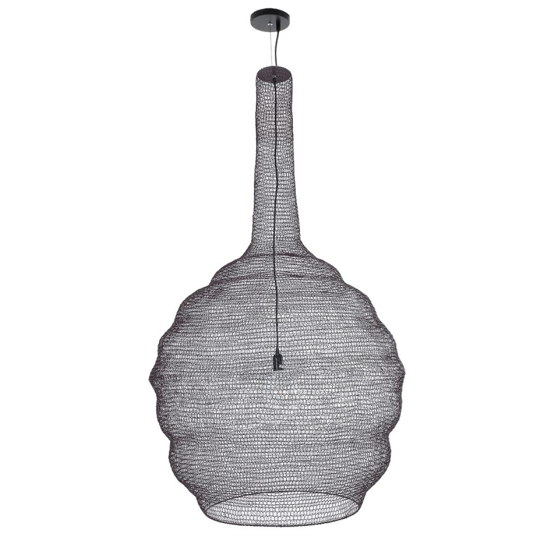 GloboStar® KENTUCKY 01887 Vintage Κρεμαστό Φωτιστικό Πλέγμα Μονόφωτο 1 x E27 IP20 Καφέ Μέταλλο - Μ90 x Π90 x Y110cm