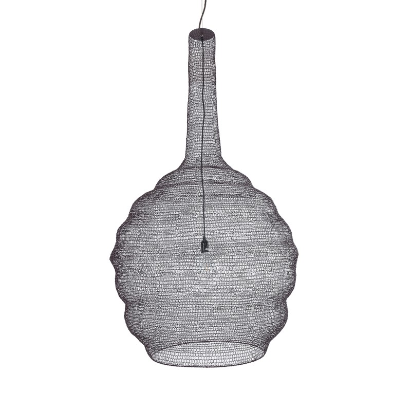 GloboStar® KENTUCKY 01887 Vintage Κρεμαστό Φωτιστικό Πλέγμα Μονόφωτο 1 x E27 IP20 Καφέ Μέταλλο - Μ90 x Π90 x Y110cm