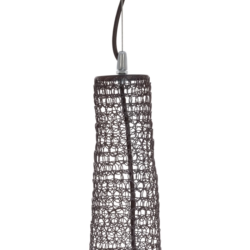 GloboStar® KENTUCKY 01887 Vintage Κρεμαστό Φωτιστικό Πλέγμα Μονόφωτο 1 x E27 IP20 Καφέ Μέταλλο - Μ90 x Π90 x Y110cm