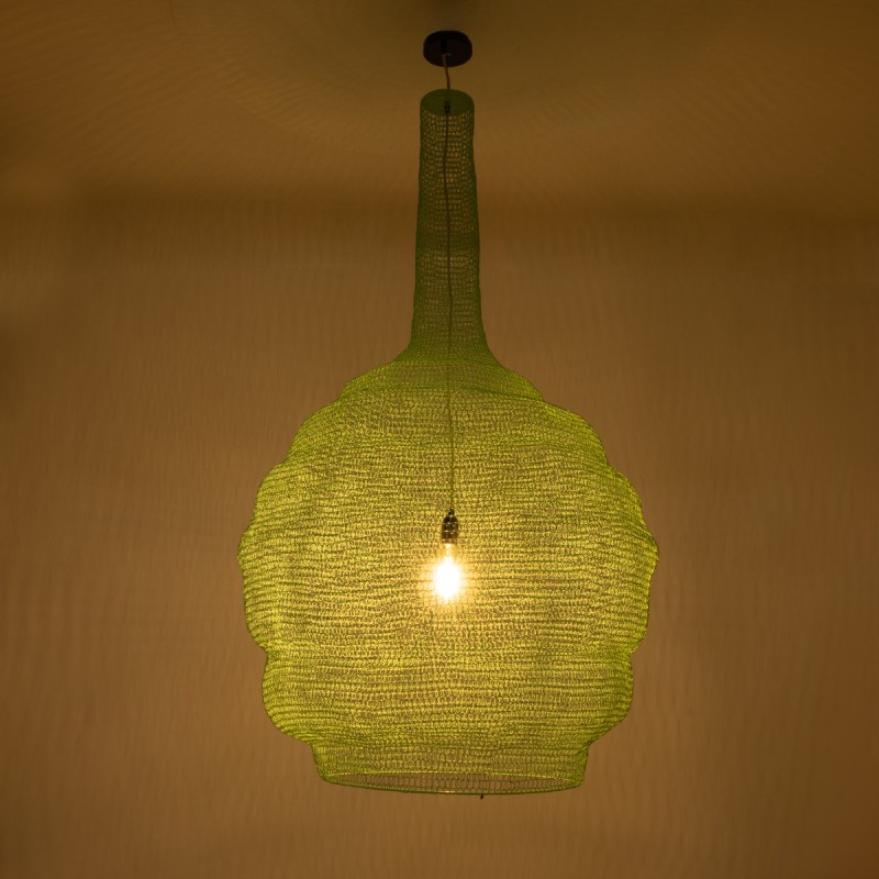 GloboStar® KENTUCKY 01888 Vintage Κρεμαστό Φωτιστικό Πλέγμα Μονόφωτο 1 x E27 IP20 Τιρκουάζ Μέταλλο - Μ90 x Π90 x Y110cm