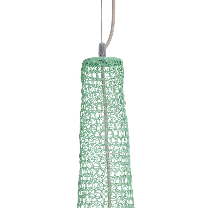 GloboStar® KENTUCKY 01888 Vintage Κρεμαστό Φωτιστικό Πλέγμα Μονόφωτο 1 x E27 IP20 Τιρκουάζ Μέταλλο - Μ90 x Π90 x Y110cm