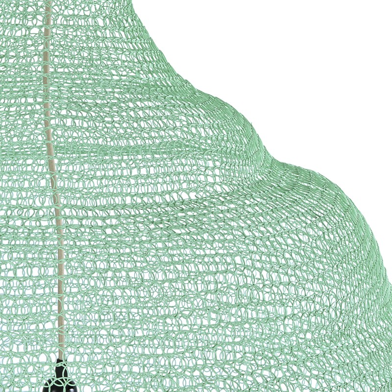 GloboStar® KENTUCKY 01888 Vintage Κρεμαστό Φωτιστικό Πλέγμα Μονόφωτο 1 x E27 IP20 Τιρκουάζ Μέταλλο - Μ90 x Π90 x Y110cm