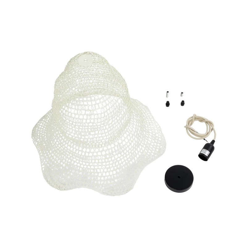 GloboStar® KENTUCKY 01889 Vintage Κρεμαστό Φωτιστικό Πλέγμα Μονόφωτο 1 x E27 IP20 Λευκό Μέταλλο - Μ50 x Π50 x Υ48cm