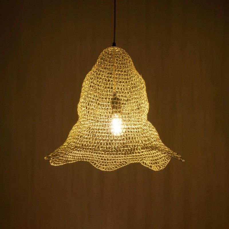 GloboStar® KENTUCKY 01889 Vintage Κρεμαστό Φωτιστικό Πλέγμα Μονόφωτο 1 x E27 IP20 Λευκό Μέταλλο - Μ50 x Π50 x Υ48cm