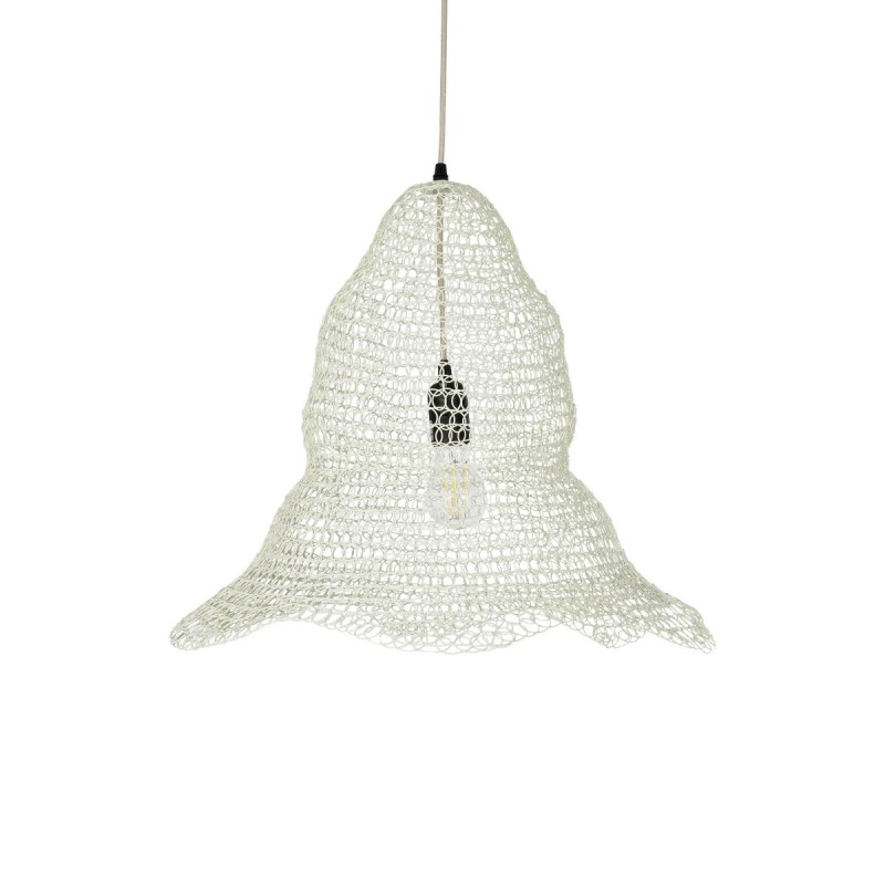 GloboStar® KENTUCKY 01889 Vintage Κρεμαστό Φωτιστικό Πλέγμα Μονόφωτο 1 x E27 IP20 Λευκό Μέταλλο - Μ50 x Π50 x Υ48cm