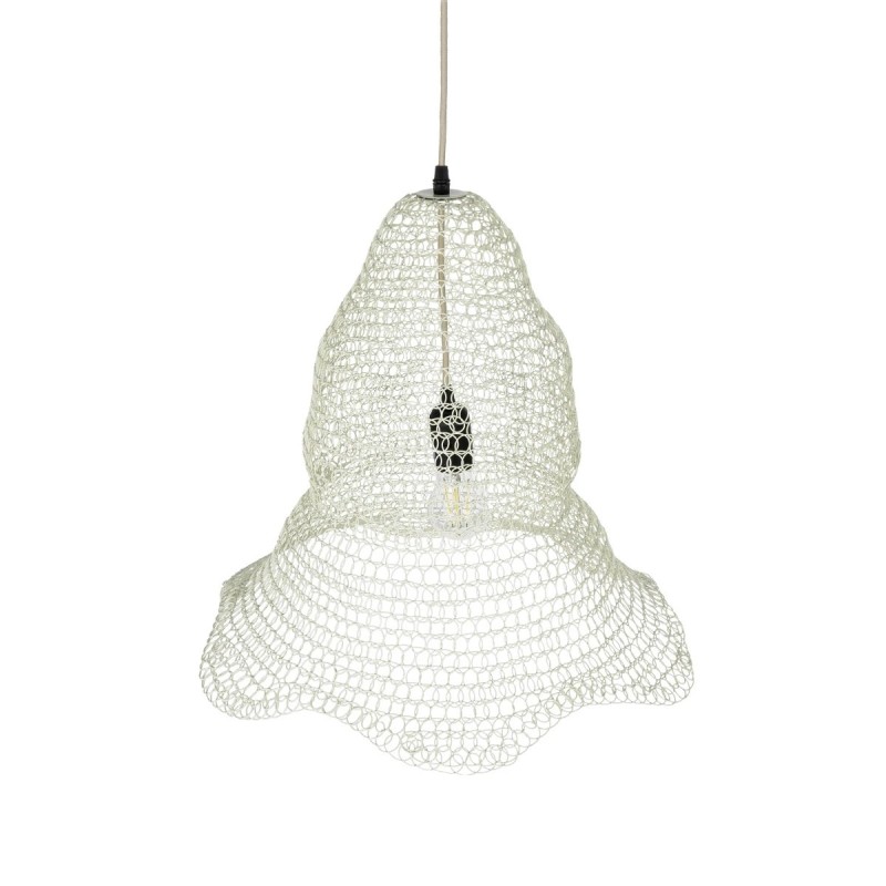 GloboStar® KENTUCKY 01889 Vintage Κρεμαστό Φωτιστικό Πλέγμα Μονόφωτο 1 x E27 IP20 Λευκό Μέταλλο - Μ50 x Π50 x Υ48cm