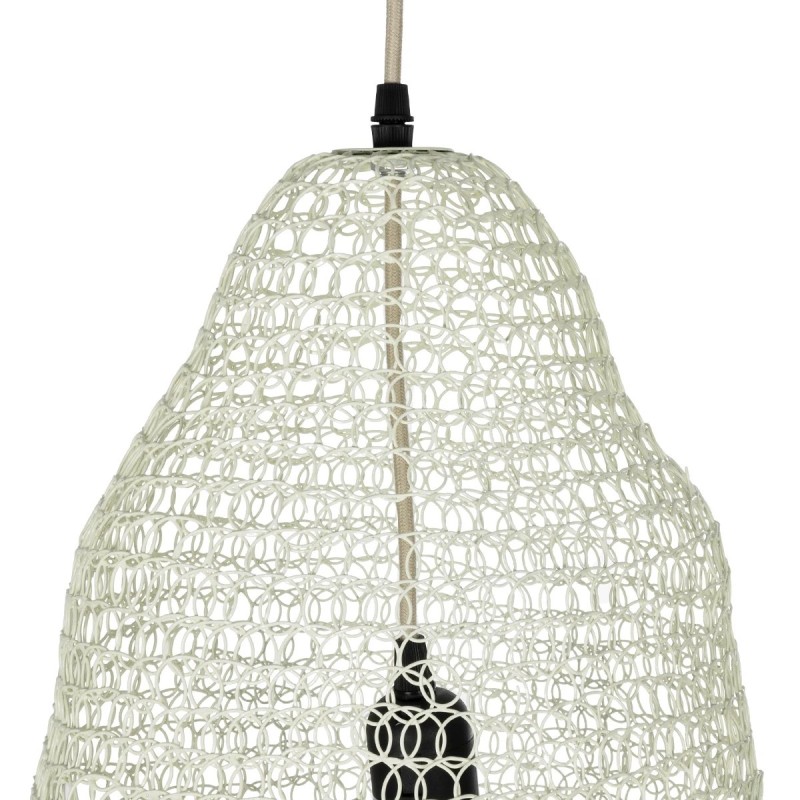 GloboStar® KENTUCKY 01889 Vintage Κρεμαστό Φωτιστικό Πλέγμα Μονόφωτο 1 x E27 IP20 Λευκό Μέταλλο - Μ50 x Π50 x Υ48cm