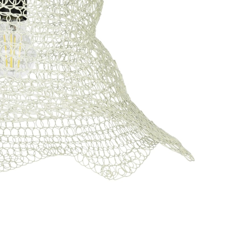 GloboStar® KENTUCKY 01889 Vintage Κρεμαστό Φωτιστικό Πλέγμα Μονόφωτο 1 x E27 IP20 Λευκό Μέταλλο - Μ50 x Π50 x Υ48cm