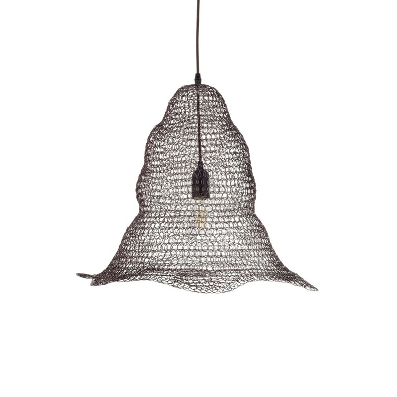 GloboStar® KENTUCKY 01890 Vintage Κρεμαστό Φωτιστικό Πλέγμα Μονόφωτο 1 x E27 IP20 Καφέ Μέταλλο - Μ50 x Π50 x Υ48cm