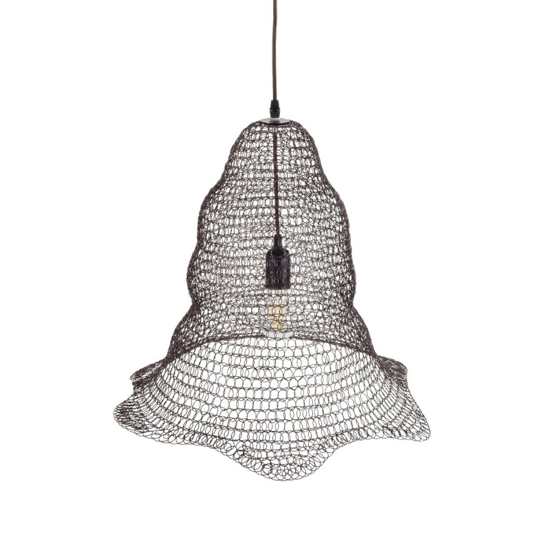 GloboStar® KENTUCKY 01890 Vintage Κρεμαστό Φωτιστικό Πλέγμα Μονόφωτο 1 x E27 IP20 Καφέ Μέταλλο - Μ50 x Π50 x Υ48cm